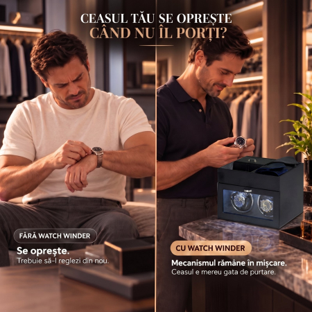 Cutie intors ceasuri automatice, Interior din Catifea si Exterior din Piele [2]