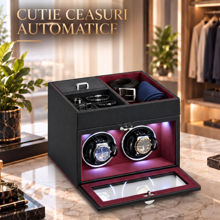Cutie intors ceasuri automatice, Interior din Catifea si Exterior din Piele [1]