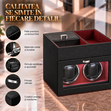Cutie intors ceasuri automatice, Interior din Catifea si Exterior din Piele [4]