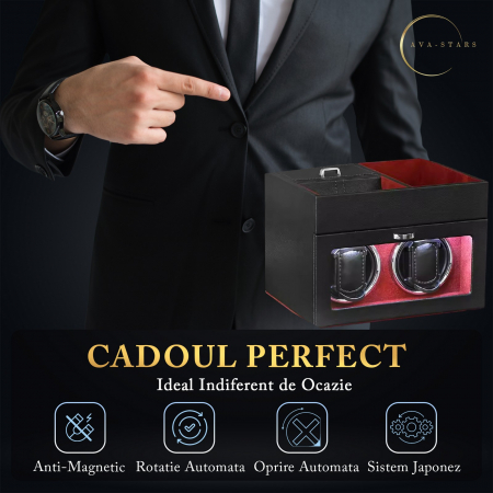 Cutie intors ceasuri automatice, Interior din Catifea si Exterior din Piele [4]