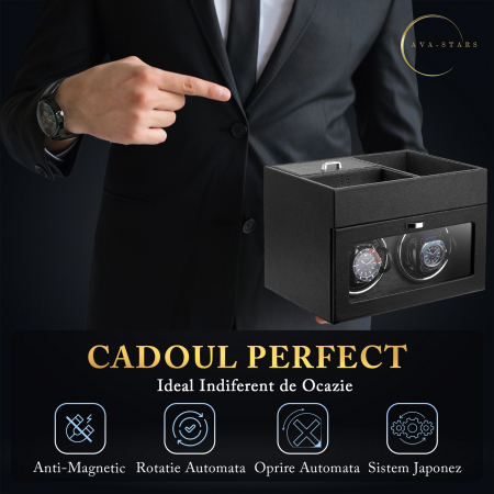 Cutie intors ceasuri automatice, Interior din Catifea si Exterior din Piele [3]