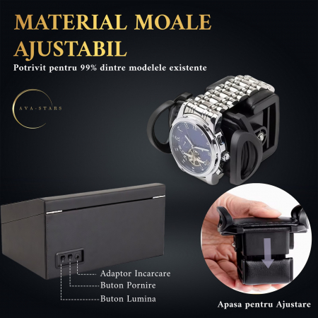 Cutie intors ceasuri automatice, Luxury 4+6, Ava-Stars ®, Interior cu LED, Exterior Piele [6]