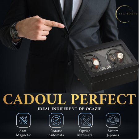Cutie intors ceasuri automatice, Luxury 4+6, Ava-Stars ®, Interior cu LED, Exterior Piele [2]