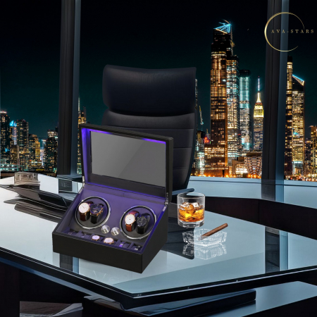 Cutie intors ceasuri automatice, Luxury 4+6, Ava-Stars ®, Interior cu LED, Exterior Piele [4]