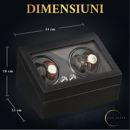 Cutie intors ceasuri automatice, Luxury 4+6, Ava-Stars ®, Interior cu LED, Exterior Piele [3]