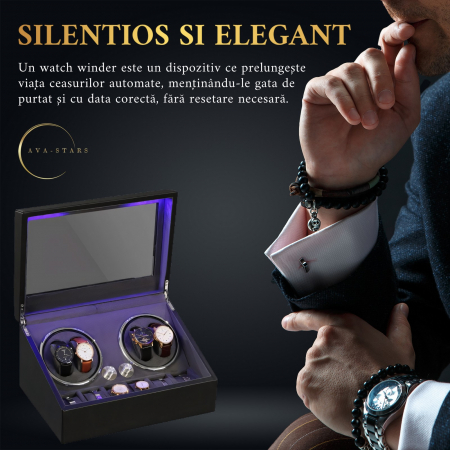 Cutie intors ceasuri automatice, Luxury 4+6, Ava-Stars ®, Interior cu LED, Exterior Piele [1]