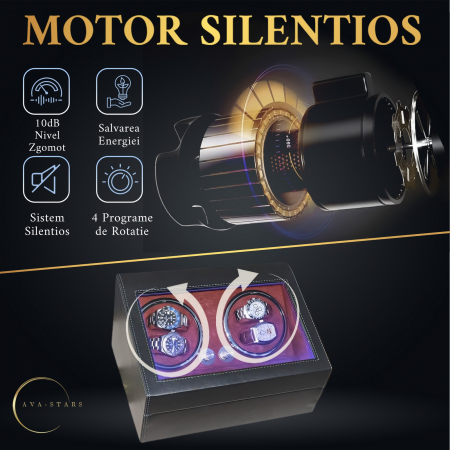 Cutie intors ceasuri automatice, Luxury 4+6, Ava-Stars ®, Interior cu LED, Exterior Piele [6]