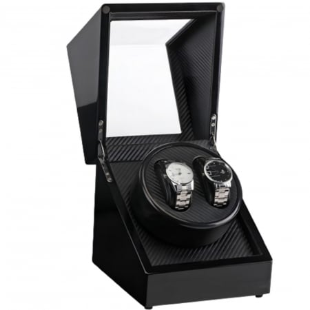 CUTII SI ACCESORII - Cutie intors ceasuri automatice, Negru cu Interior Alb