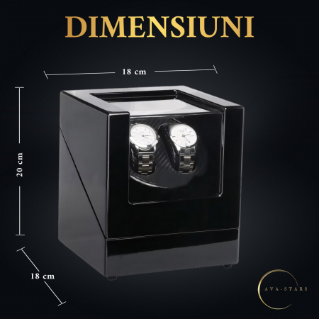 Cutie intors ceasuri automatice, Negru cu Interior Alb [5]