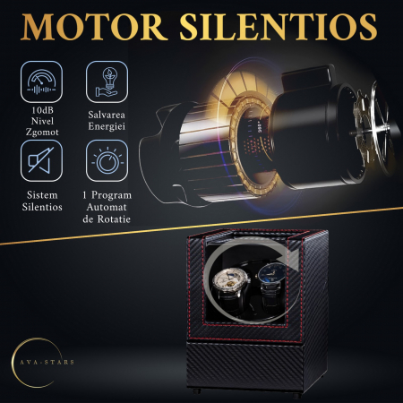 Cutie intors ceasuri, Luxury 2, Rotator pentru 2 Ceasuri Automatice, Exterior din piele [7]