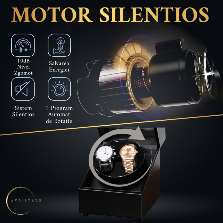 Cutie intors ceasuri, Luxury 2, Rotator pentru 2 Ceasuri Automatice, Exterior din piele [7]