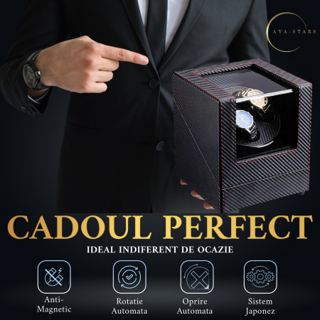 Cutie intors ceasuri, Luxury 2, Rotator pentru 2 Ceasuri Automatice, Exterior din piele [3]
