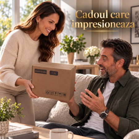 Cutie intors ceasuri, Rotator pentru 2 Ceasuri Automatice, 2 Programe Rotatie, Luxury 2, Exterior din piele, Alimentare la Priza [6]