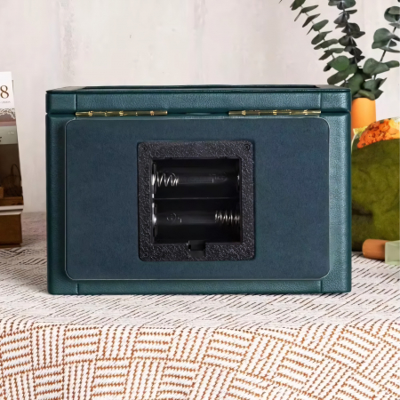 Cutie Premium de Intors 2 Ceasuri Automatice, Watch Winder, Verde Închis, Interior din Catifea, Exterior din Piele, Alimentare la Priză sau Baterii [7]