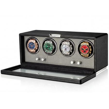 CUTII SI ACCESORII - Cutie Premium de Intors 4 Ceasuri Automatice, Watch Winder, Interior din Catifea, Exterior din Piele, Alimentare la Priză