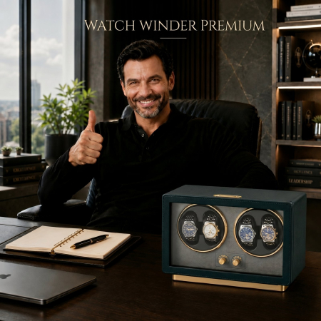 Cutie Intors Ceasuri Automatice, Watch Winder Premium W163, Rotator pentru Ceasuri Automate cu 4 programe presetate, Iluminare LED, Alimentare la Priza sau Baterii [1]