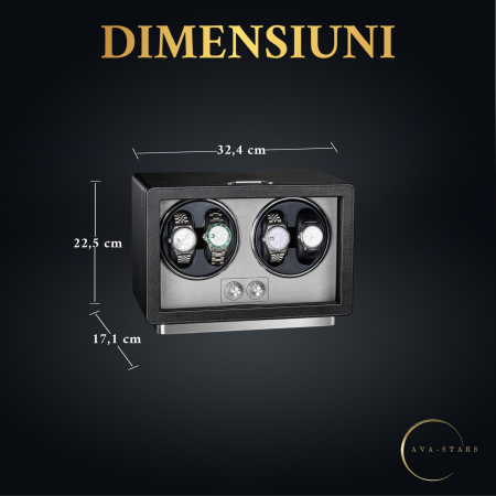 Cutie Premium de Intors 4 Ceasuri Automatice, Watch Winder, Interior din Catifea, Exterior din Piele, Alimentare la Priză sau Baterii [5]