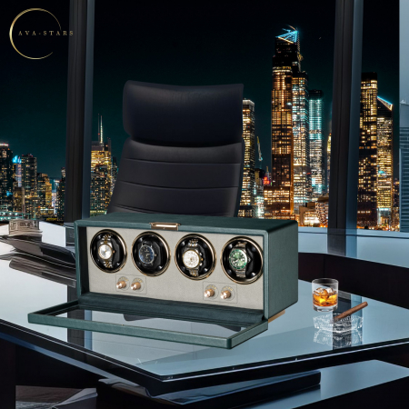 Cutie Premium de Intors 4 Ceasuri Automatice, Watch Winder, Interior din Catifea, Exterior din Piele, Alimentare la Priză [6]