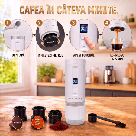 Espressor Portabil Ava-Stars 3 în 1 – Nespresso, Dolce Gusto și Cafea Măcinată [6]
