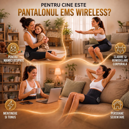 Pantaloni EMS cu Electrostimulare, Tonifiere Abdomen, Lombar, Fesieri si Coapse, Anticelulitic, Fitness Acasa, Antrenament 20 min/zi, Dama, Marimea L [7]