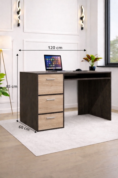 Birou Calculator, Sonoma/ Alb, grosime 1.6 cm, 85x120x60 cm [3]