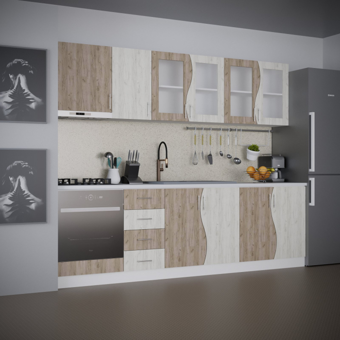 Bucatarie Lorena New 2,6 m Stejar K001&K002 [2]