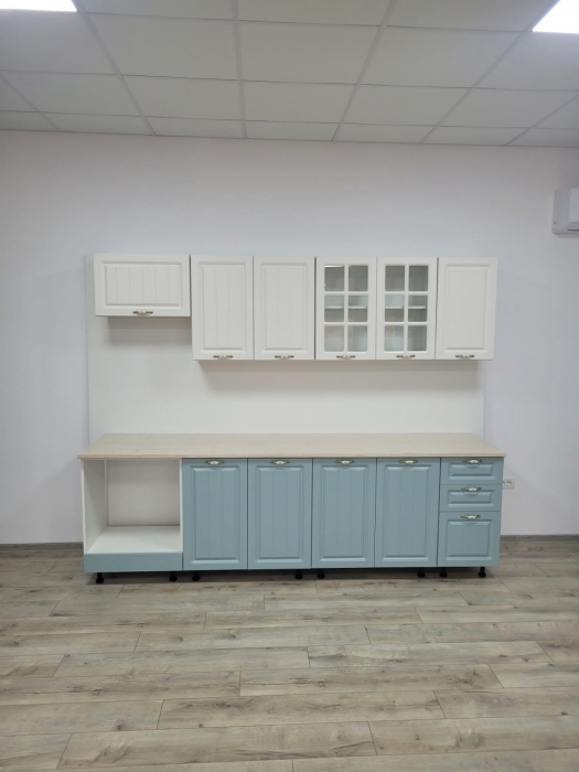 Bucatarie Modena NEW alb/bleu,2.6m MDF [3]