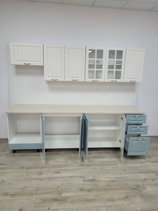 Bucatarie Modena NEW alb/bleu,2.6m MDF [4]