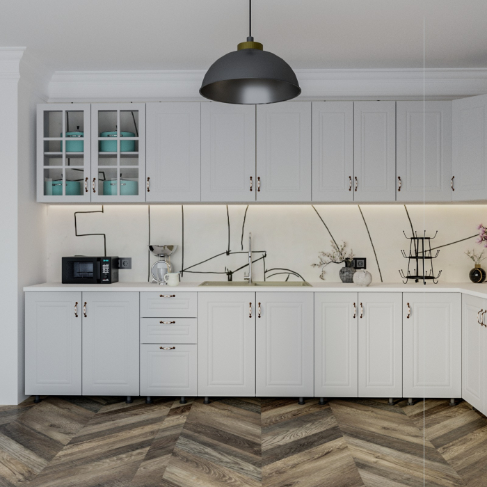 Bucatarie Paris Colt  MDF Alb 260 x 90 x 260 cm [3]