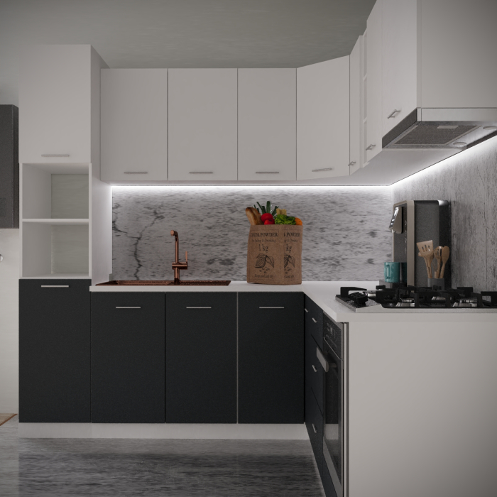 Bucatarie Sena Colt  2.2m x 2.2 m Alb&Antracit [2]