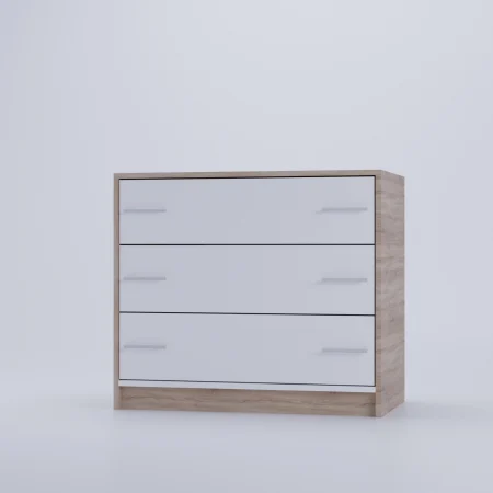 Comoda 3 sertare, Ideal Mobila, Alb / Sonoma, 80x45x70 cm [3]