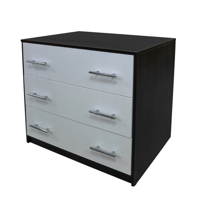 Comoda 3 sertare, Wenge/Alb, 80x45x70 cm [2]