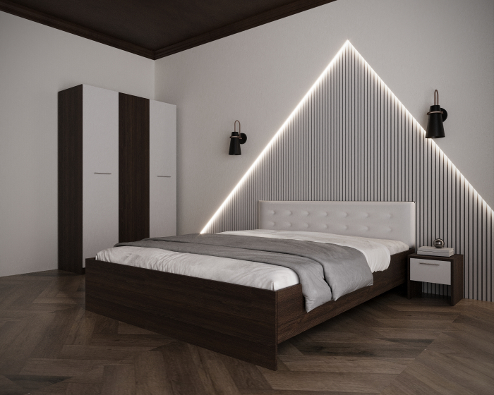 Dormitor Adria  Tapitat 3 Usi Wenge&Alb [1]