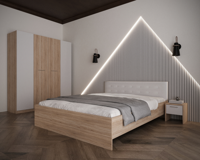 Dormitor Adria Tapitat 4 Usi Sonoma&Alb [1]