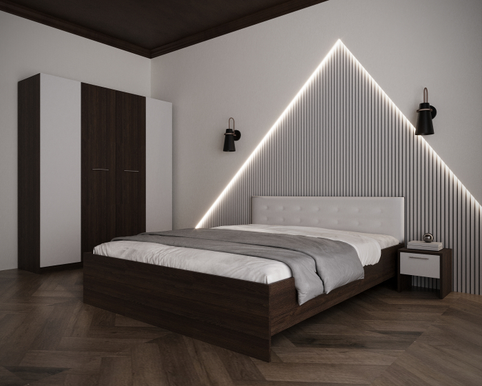 Dormitor Adria Tapitat 4 Usi Wenge&Alb [1]