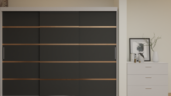 Dormitor Cairo Tapitat Dressing 250x200 3 Usi Alb&Gri Antracit [3]