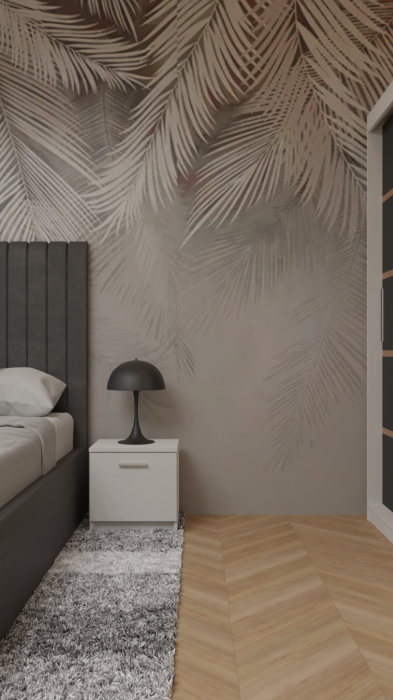 Dormitor Cairo Tapitat Dressing 250x200 3 Usi Cu Oglinda Alb&Gri Antracit [4]