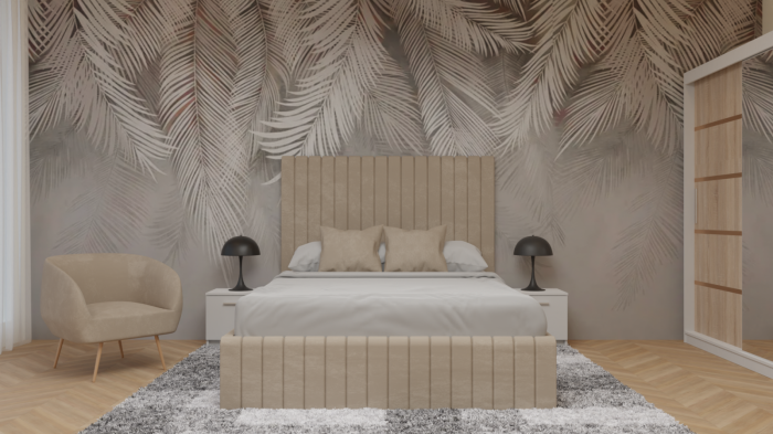 Dormitor Cairo Tapitat Dressing 250x200 3 Usi Cu Oglinda Alb&Sonoma [1]