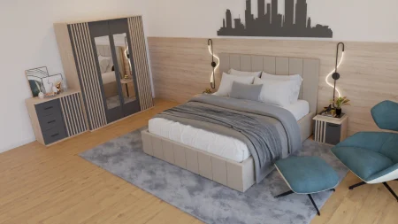 Dormitor Dallas Cu Pat Nobless Tapitat [2]