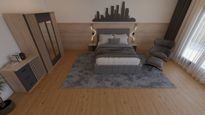 Dormitor Dallas Cu Pat Nobless Tapitat Gri [2]