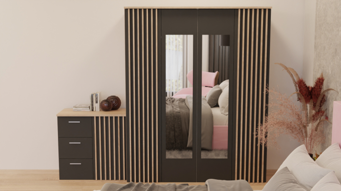 Dormitor Dallas Cu Pat Nobless Tapitat Roz [5]