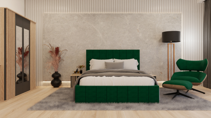 Dormitor Dallas Cu Pat Nobless Tapitat Verde [5]