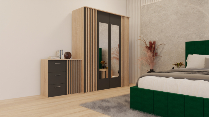 Dormitor Dallas Cu Pat Nobless Tapitat Verde [3]