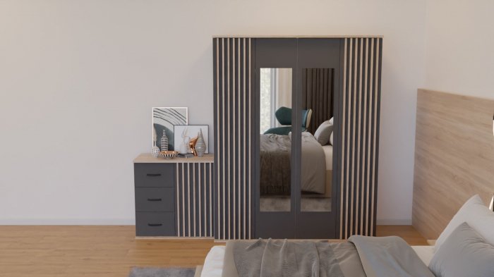 Dormitor Dallas Cu Pat Tapitat Noblese Bej [3]