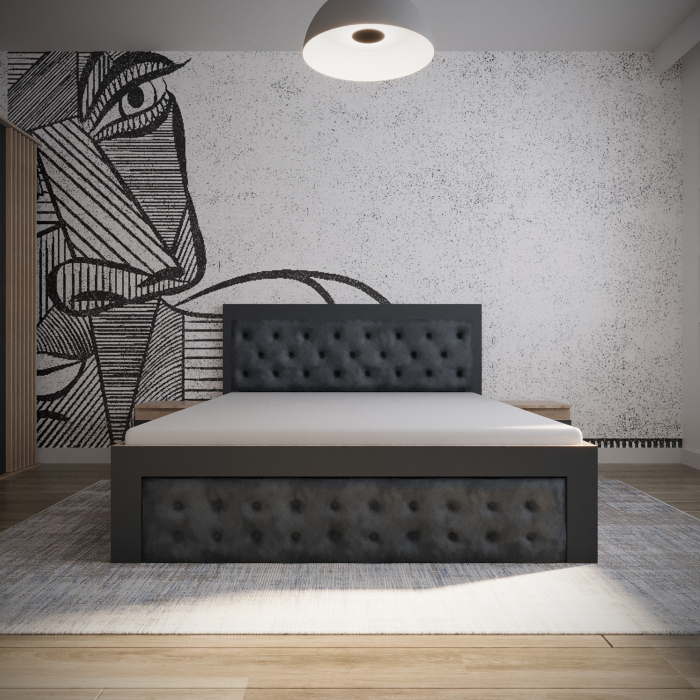 Dormitor Dallas Tapitat Stejar K002 & Gri Antracit [2]