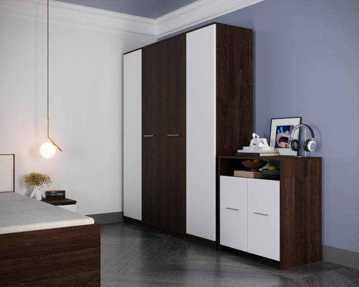 Dormitor Denver Tapitat Wenge&Alb [3]