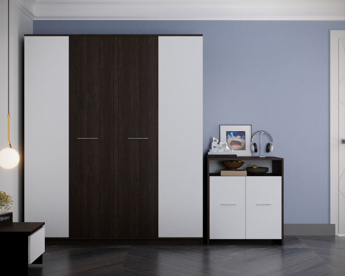 Dormitor Denver Tapitat Wenge&Alb [4]