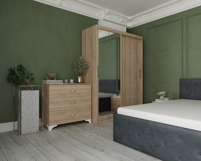 Dormitor Loki Tapitat cu Oglinda Sonoma&Gri [5]