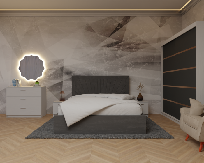 Dormitor: Lotus Pat Tapitat Dressing 200x200 Alb&Antracit 2 Usi  [1]