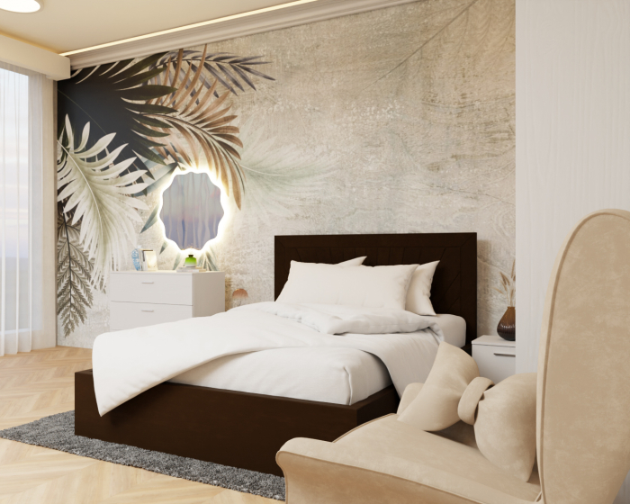 Dormitor: Lotus Pat Tapitat Dressing 200x200 Alb&Sonoma 2 Usi [4]